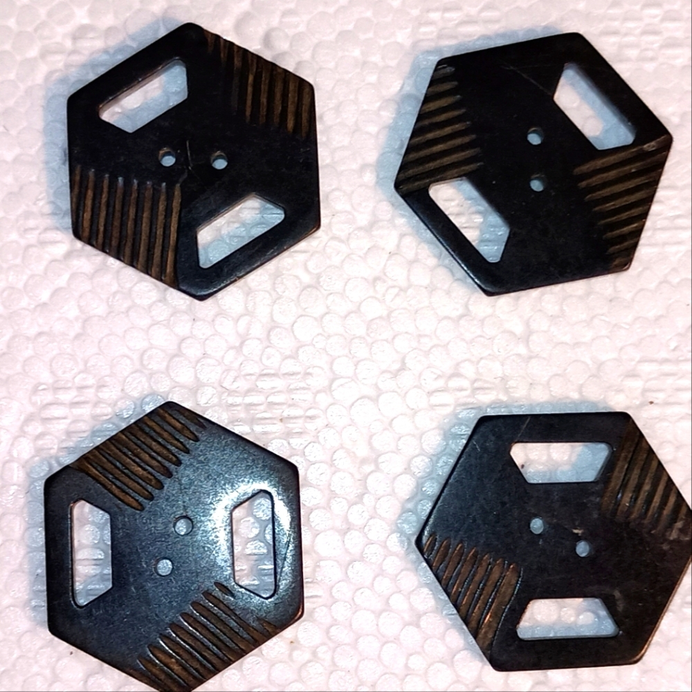 Vintage black buttons.  Unique.  Lot of 4.